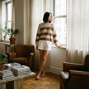 Cupcakes and Cashmere Rimes Striped Crew Neck Knit Sweater